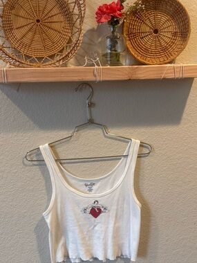 Brandy Melville White Tank with Red Heart Cherub Graphic